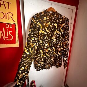 Black and Gold Baroque Print Shirt